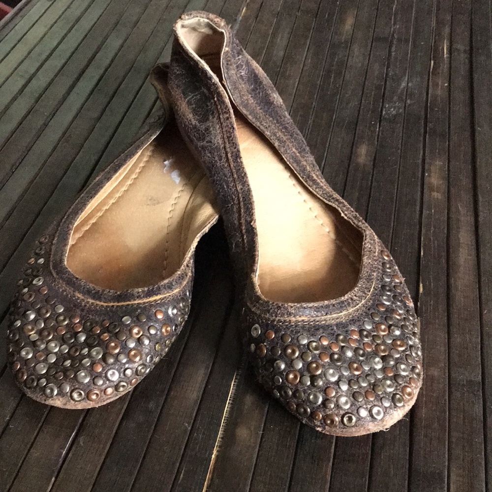 🚨B2G1 FRYE Brown Bronze Silver Leather flats